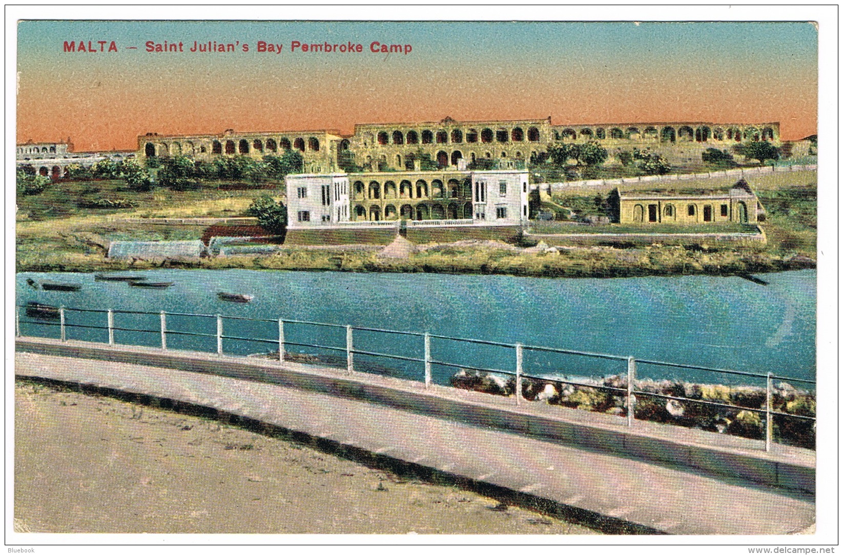 RB 1131 - Early Malta Postcard - Saint Julian's Bay &amp; Pembroke Camp - Malta
