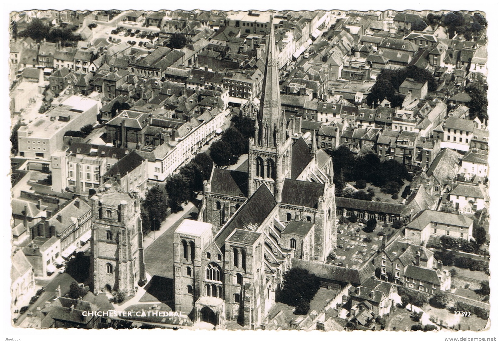 RB 1131 - Aerial Real Photo Postcard - Houses &amp; Chichester Cathedral - Sussex - Chichester