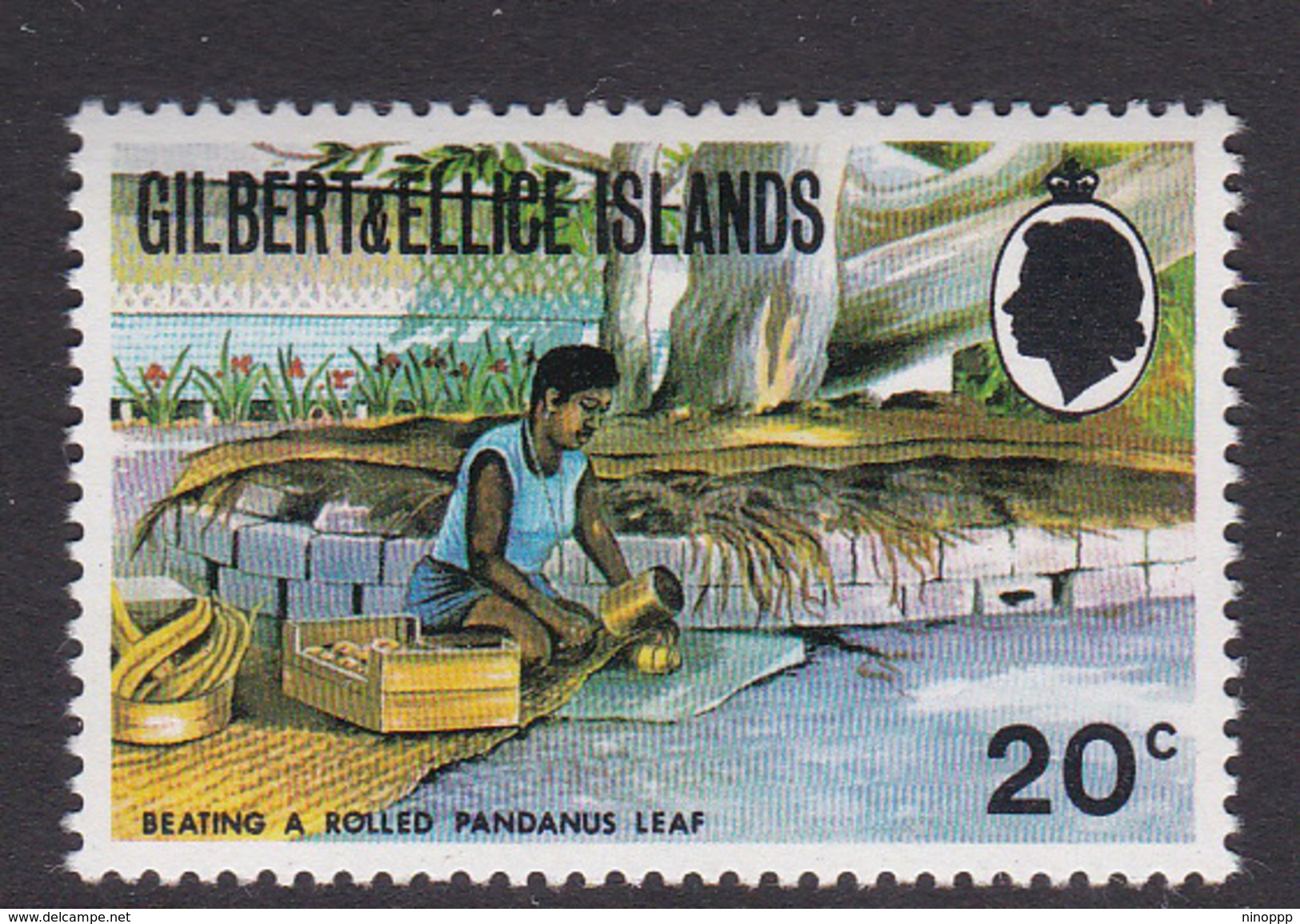 Gilbert And Ellice Islands SG 182a  1971 Definitive, 20c Beating A Rolled Pandanus Leaf MNH - Gilbert & Ellice Islands (...-1979)