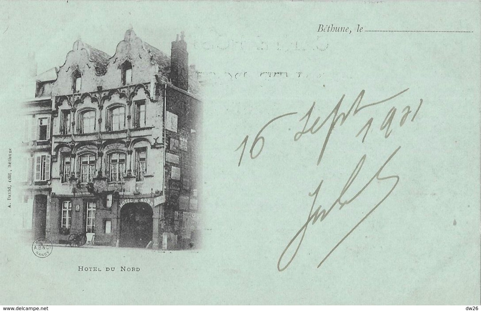 Béthune (Pas-de-Calais) - Hôtel Du Nord - Edition A. David - Carte Précurseur Non Circulée - Alberghi & Ristoranti