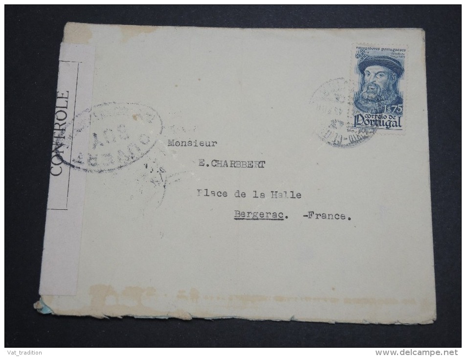 PORTUGAL - Enveloppe De Porto Pour La France En 1945 Avec Contrôle Postal - A Voir - L 5911 - Lettres & Documents