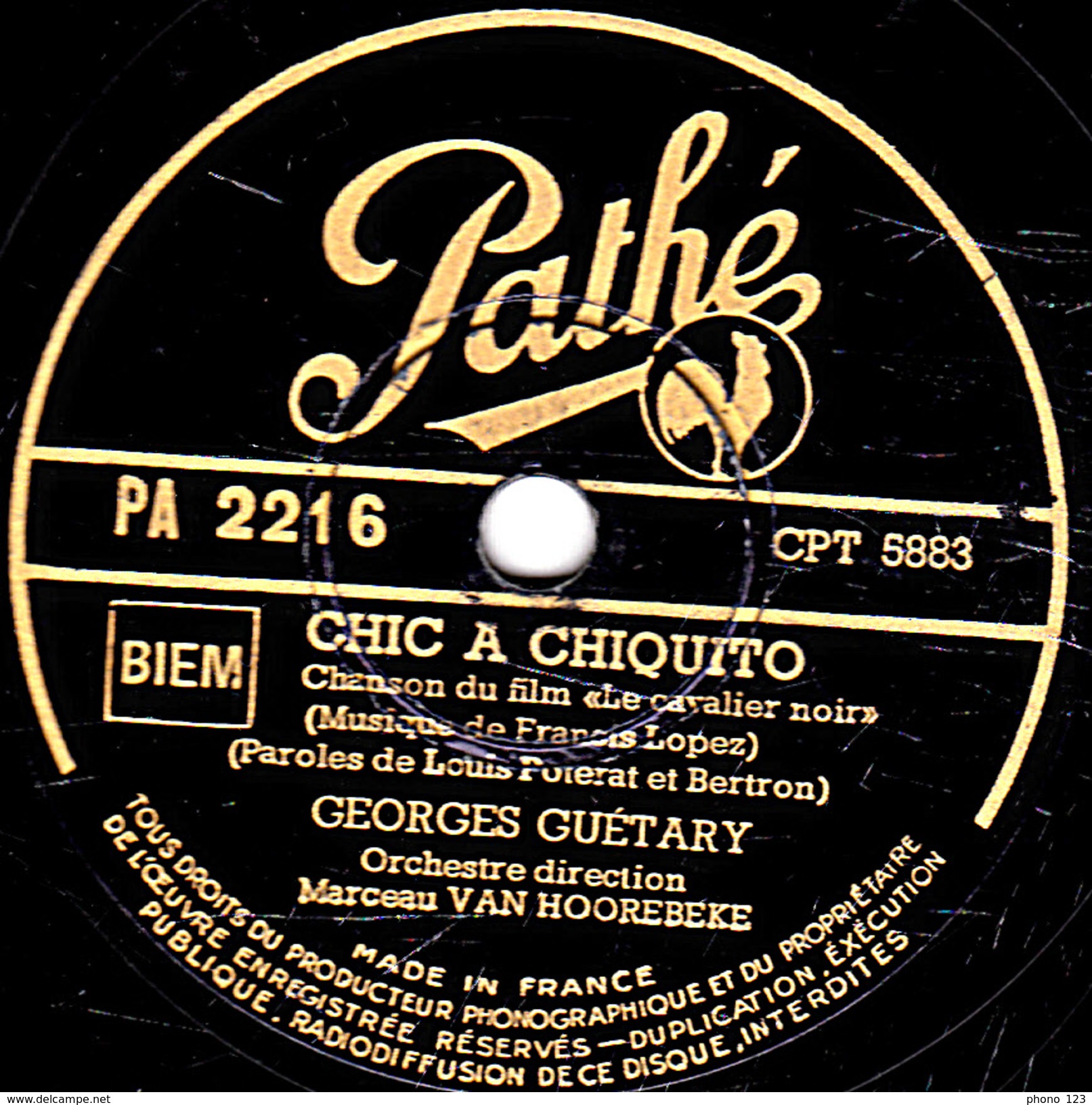 78 T. - 25 Cm - état  B - GEORGES GUETARY - CHIC A CHIQUITO - LA PLUS BELLE - 78 T - Disques Pour Gramophone