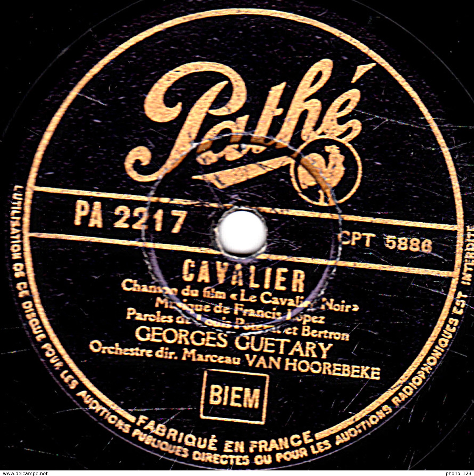 78 T. - 25 Cm - état  B - GEORGES GUETARY -  CAVALIER - AVEC L'AMOUR - 78 T - Disques Pour Gramophone