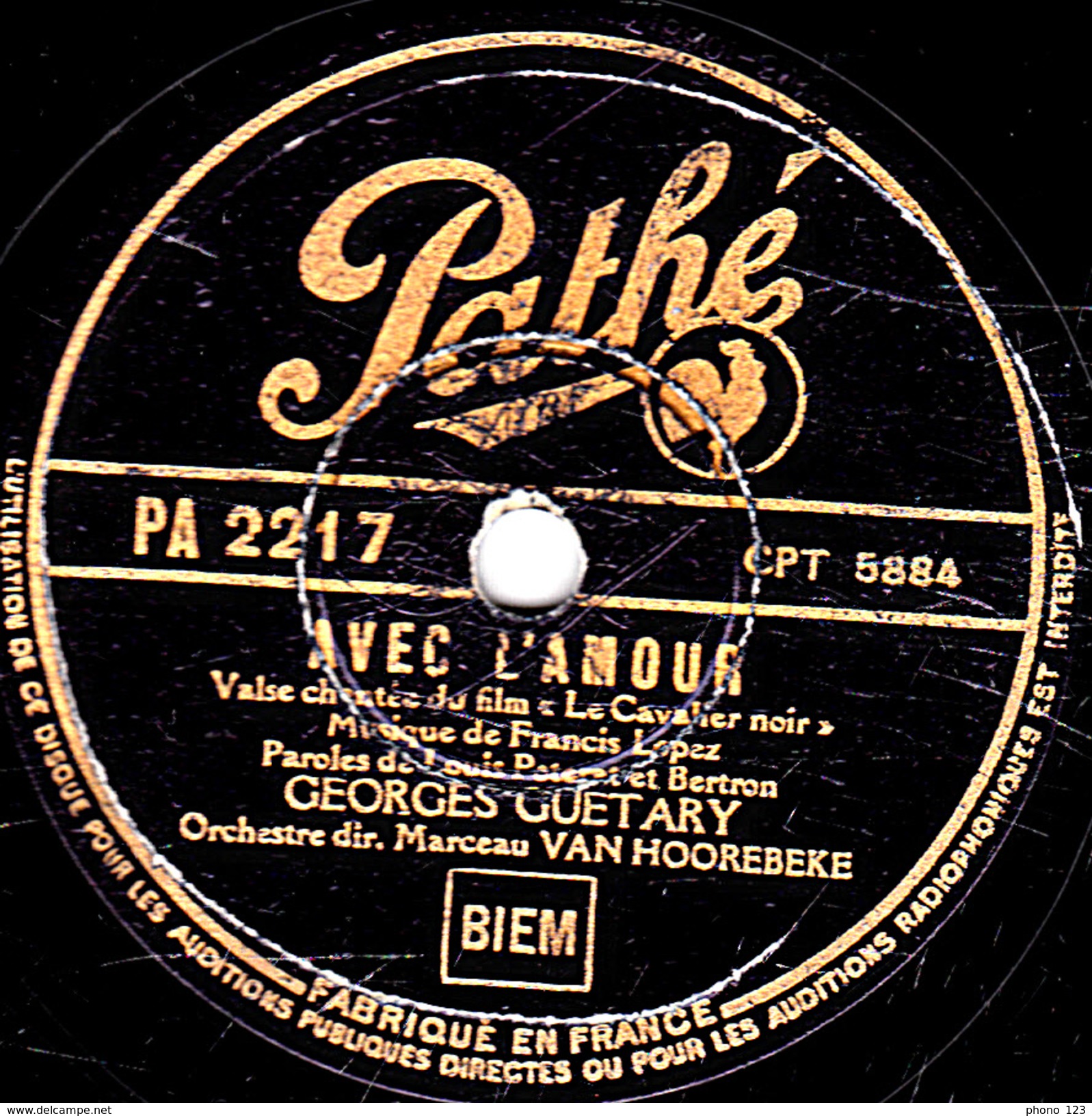 78 T. - 25 Cm - état  B - GEORGES GUETARY -  CAVALIER - AVEC L'AMOUR - 78 T - Disques Pour Gramophone