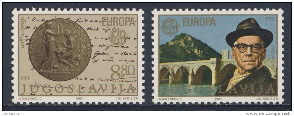 Jugoslavija Yugoslavia 1983 Mi 1984 /5 YT 1867 /8 ** Ivo Andric (1892-1975) Author, Nobel Prize 1961, Nobel Prize Medal - Nobelprijs