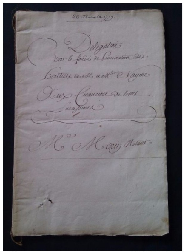 Document Notarié Du 20 Novembre 1779 Aux Créanciers De Leurs Successions - Documents Historiques