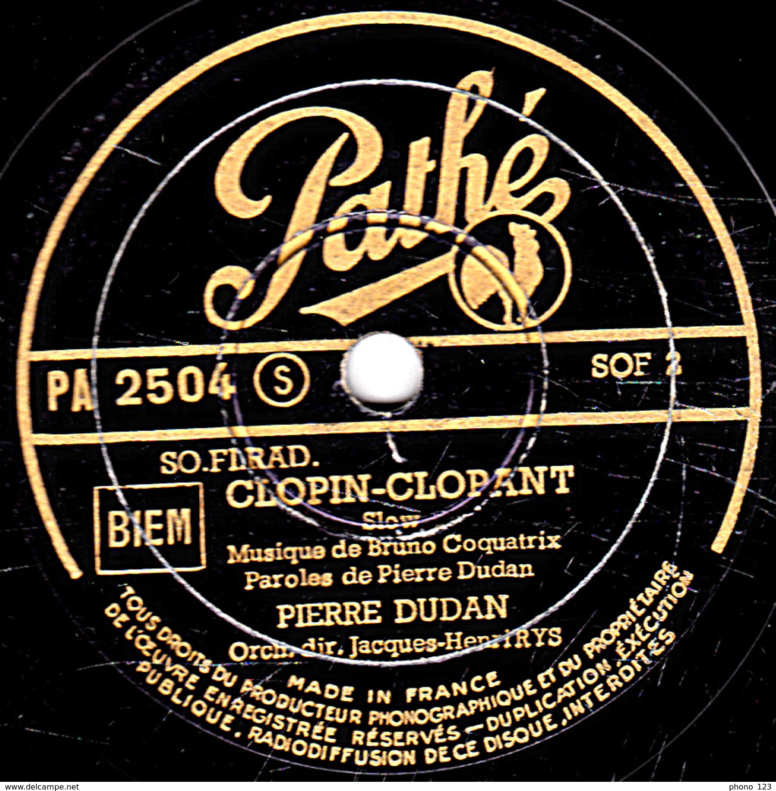 78 T. - 25 Cm - état  B -  PIERRE DUDAN - MELANCOLIE - CLOPIN-CLOPANT - 78 T - Disques Pour Gramophone