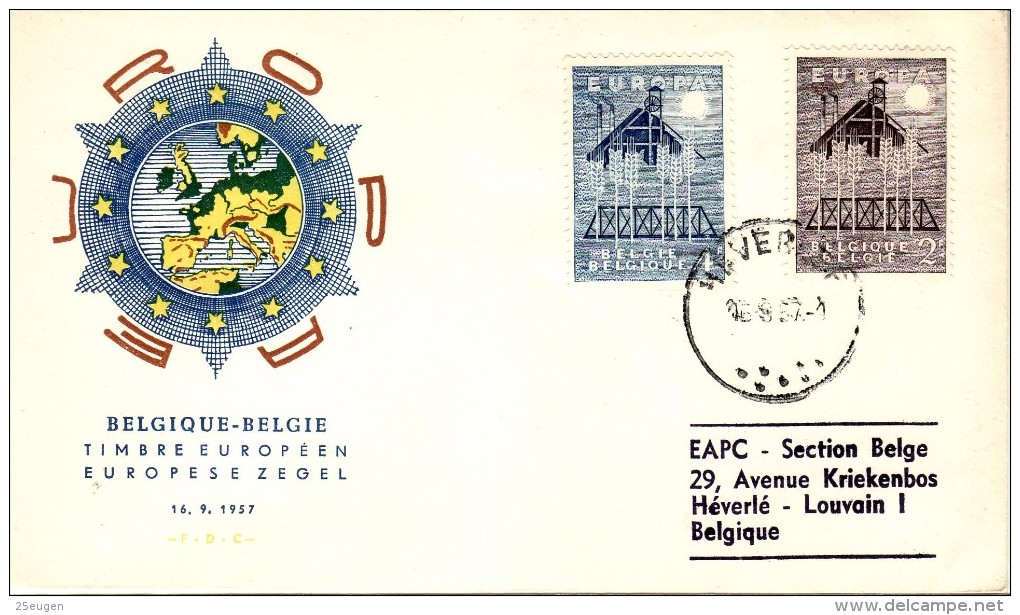 BELGIUM 1957 EUROPA CEPT FDC - 1957