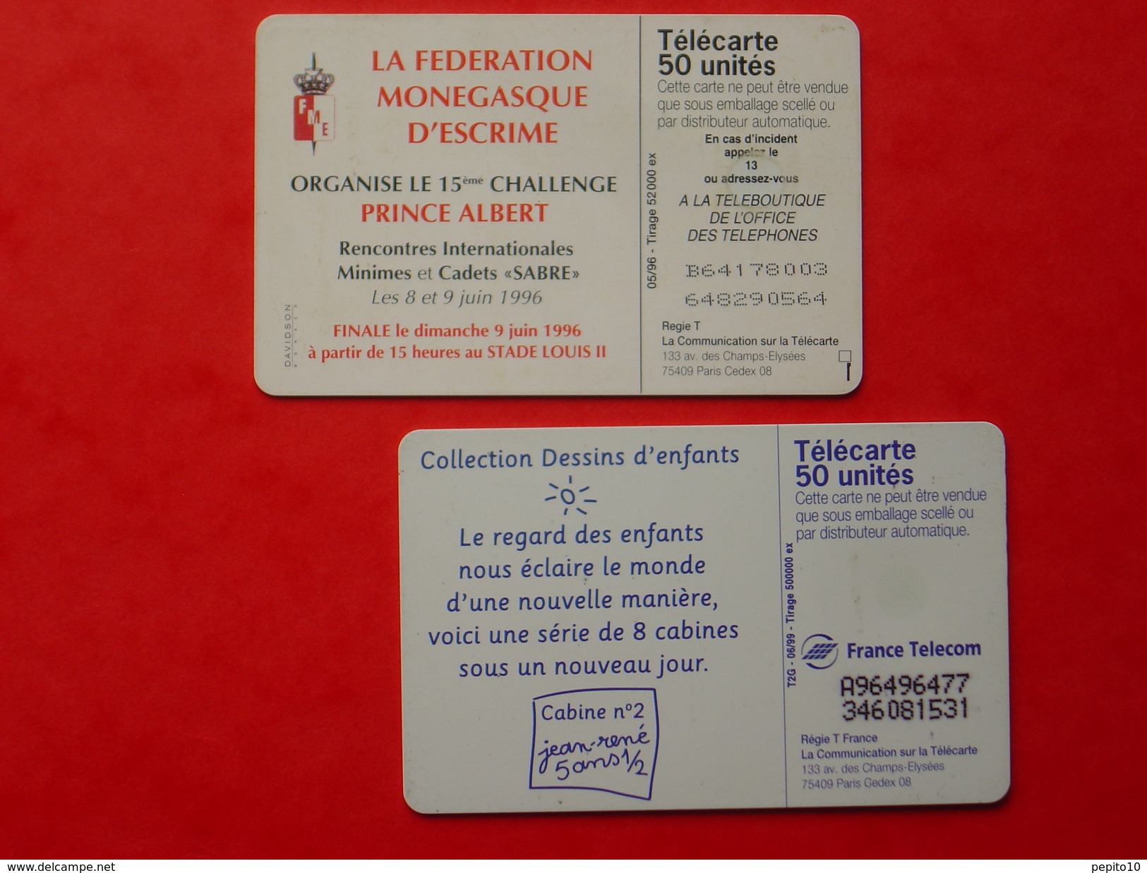 2 Télécartes France Et Monaco 1996 Et 1999 - Sin Clasificación