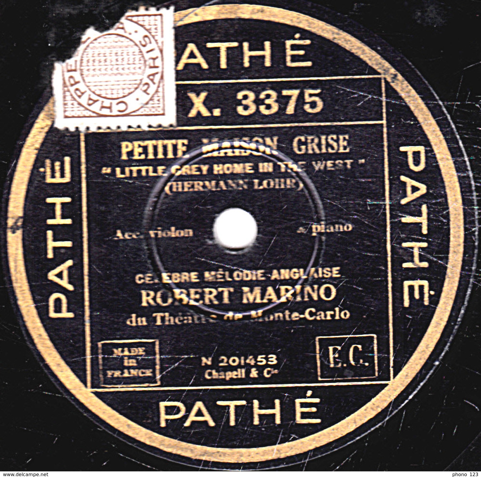 78 T. - 25 Cm - état  B - Robert MARINO - ROSES OF PICARDIE - PETITE MAISON GRISE - 78 T - Disques Pour Gramophone