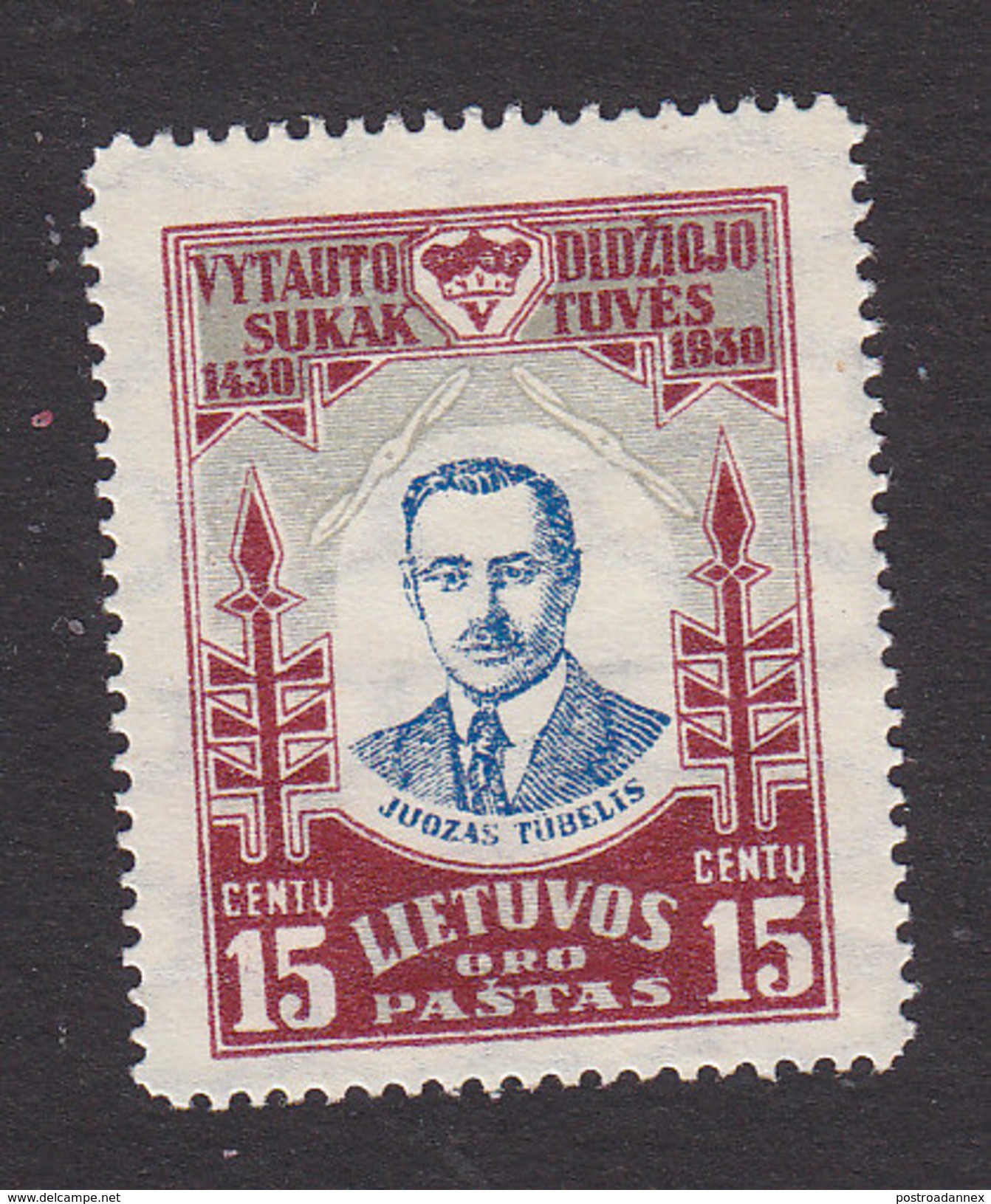 Lithuania, Scott #C42, Mint No Gum, Juozas Tubellis, Issued 1930 - Lithuania