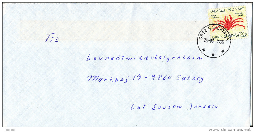 Greenland Cover Sent To Denmark Nanortalik 23-3-1995 - Storia Postale