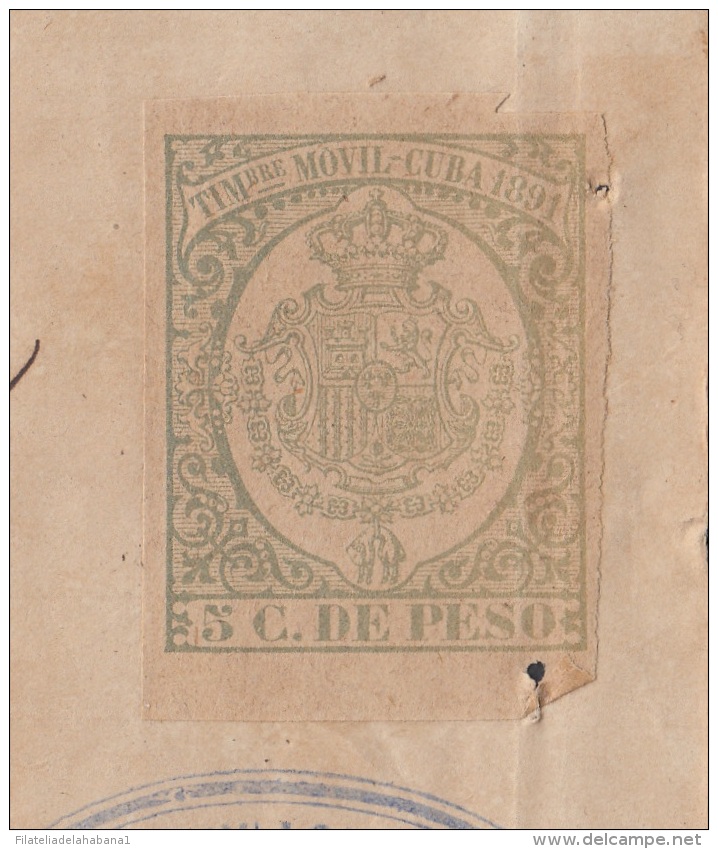 E4734 CUBA ESPAÑA SPAIN. 1891. RECIBO PERIODICO LA TRIBUNA. NEWSPAPER INVOICE. TIMBRE MOVIL REVENUE STAMP. - Historical Documents