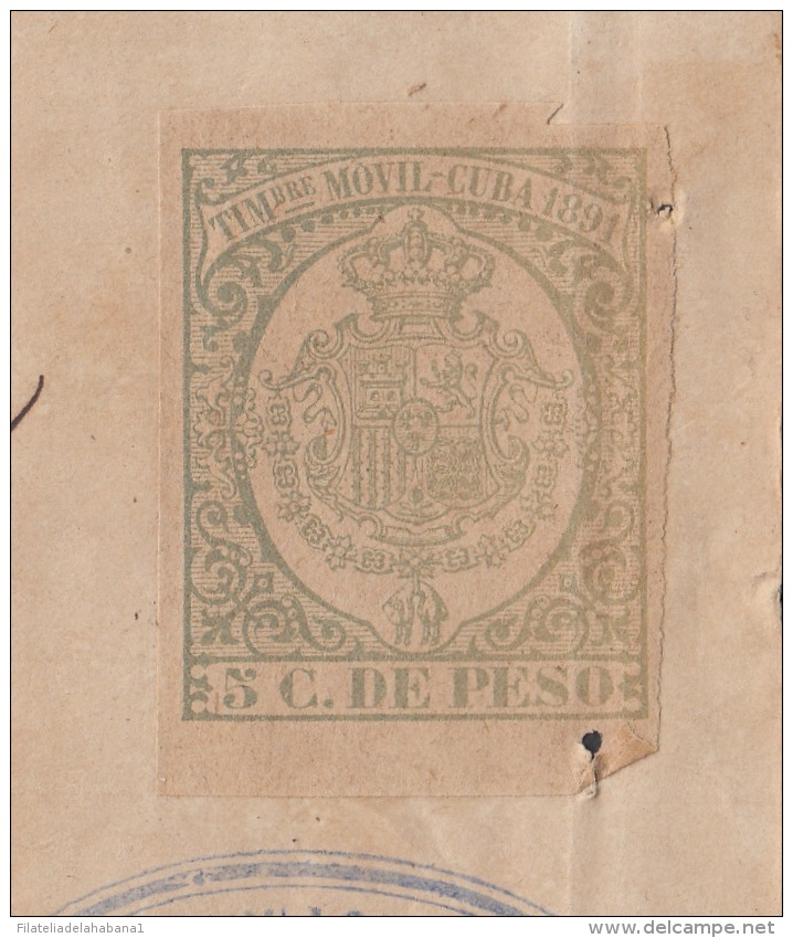 E4734 CUBA ESPAÑA SPAIN. 1891. RECIBO PERIODICO LA TRIBUNA. NEWSPAPER INVOICE. TIMBRE MOVIL REVENUE STAMP. - Historische Documenten