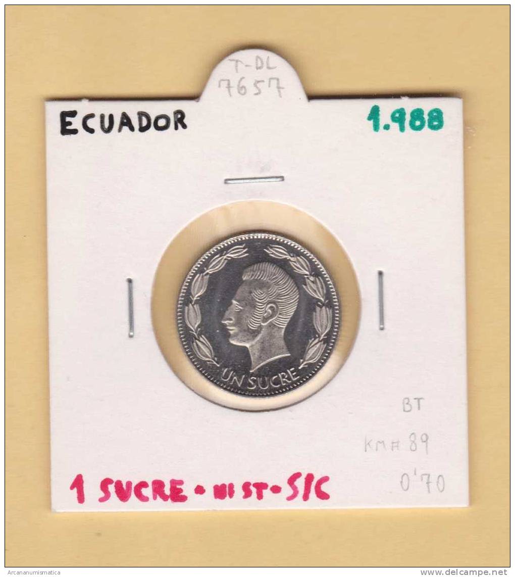 ECUADOR   1 SUCRE   1.988  NIQUEL-ACERO  KM#89  SC/UNC      DL-7657 - Ecuador