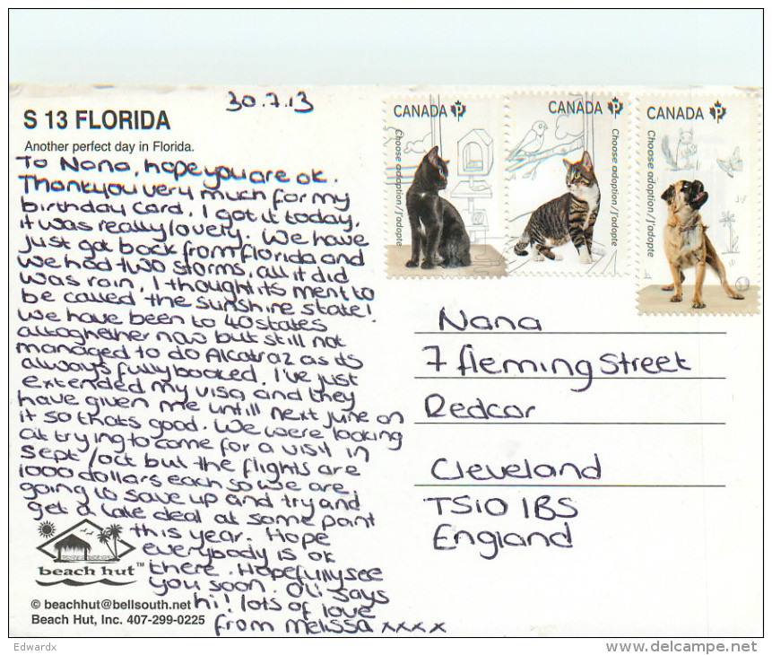 Greetings From, Florida, United States US Postcard Posted 2013 Stamp - Autres & Non Classés