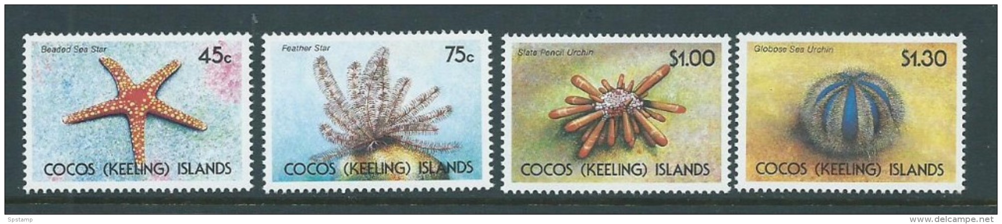 Cocos Keeling Island 1991 Marine Starfish & Sea Urchin Set 4 MNH - Isole Cocos (Keeling)