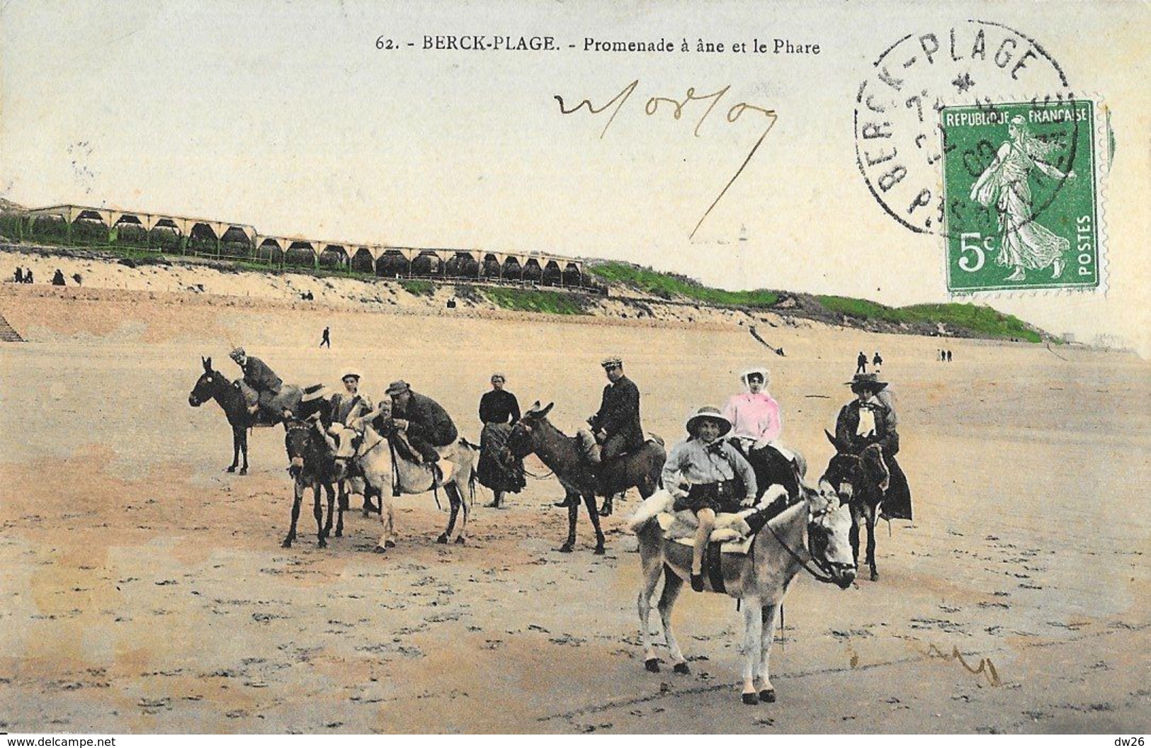 Berck-Plage - Promenade à âne Et Le Phare - Carte Colorisée N° 62 - Berck