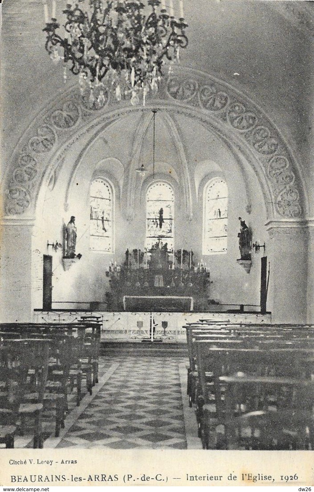 Beaurains-les-Arras (Pas-de-Calais) - Intérieur De L'Eglise 1926 - Cliché V. Leroy - Autres & Non Classés