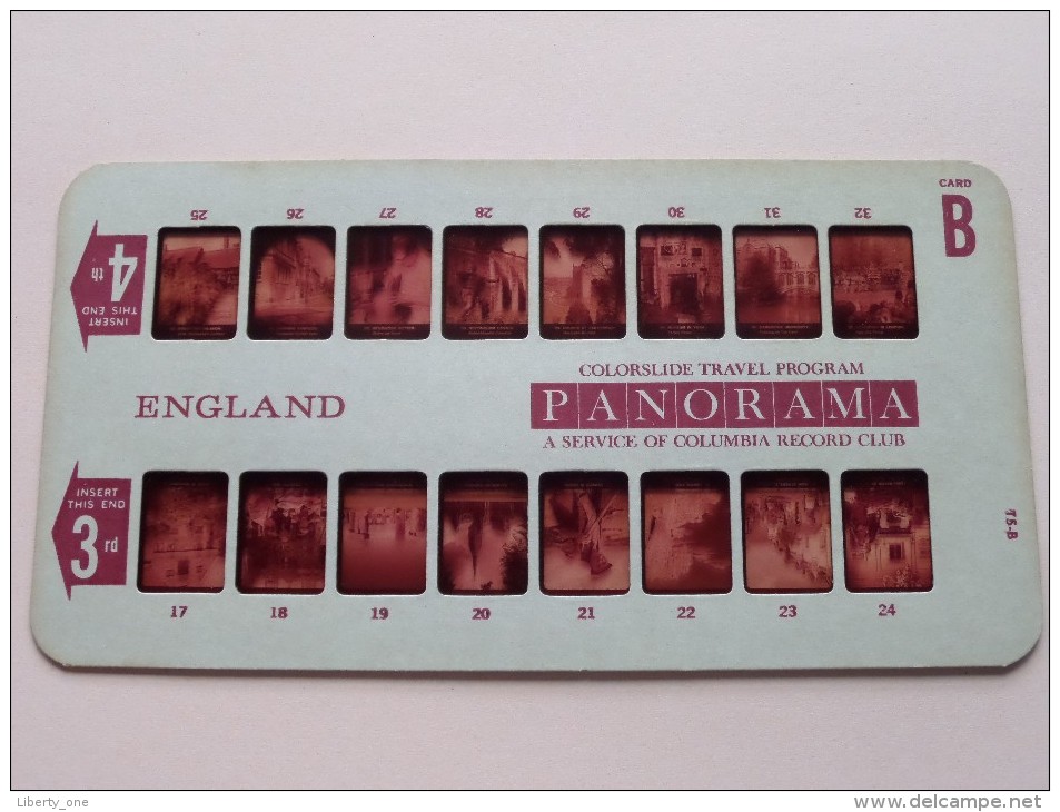 ENGLAND PANORAMA Card B ( Colorslide Travel Program Columbia Record Club / Zie Foto´s Voor Details ) ! - Lieux