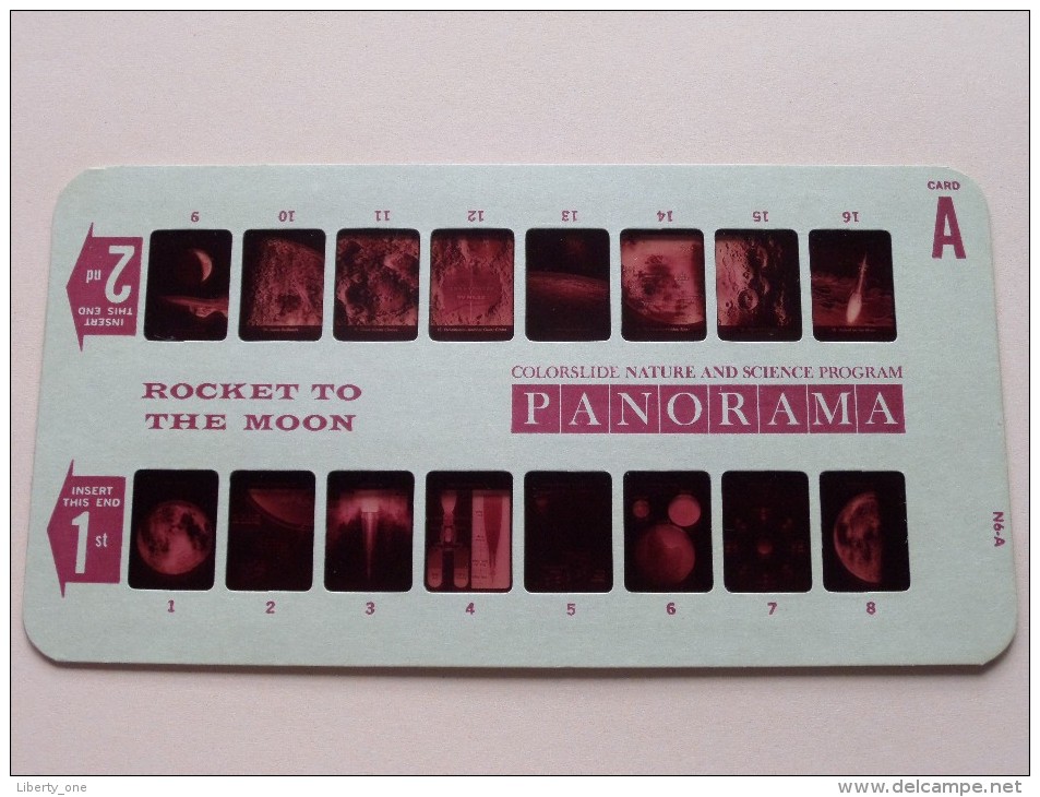 ROCKET TO THE MOON PANORAMA Card A ( Colorslide Travel Program Columbia Record Club / Zie Foto´s Voor Details ) ! - Lieux