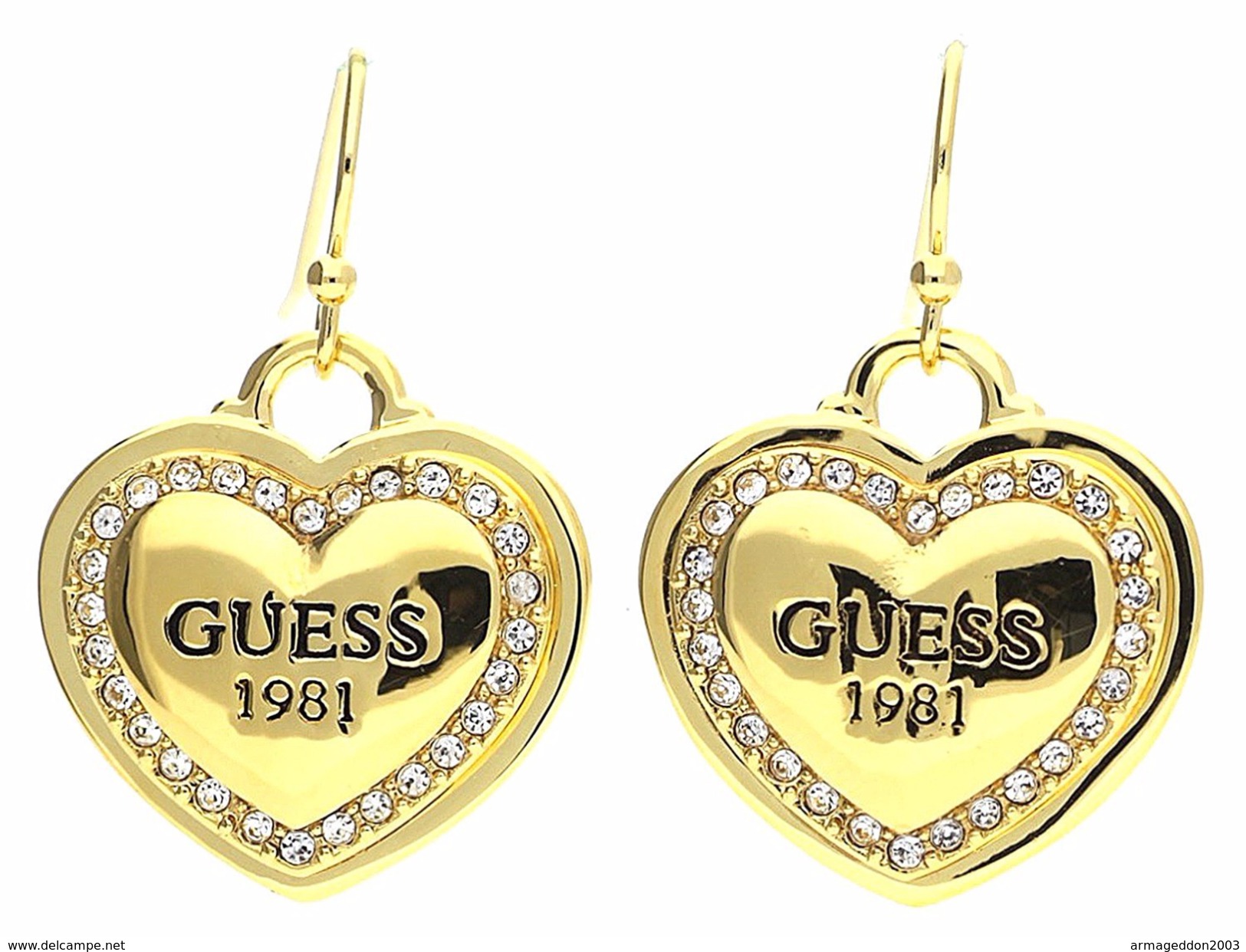 Véritable Guess Bijoux Boucles D'oreilles Métal Doré UBE11462 : NEUF + Pochette - Orecchini