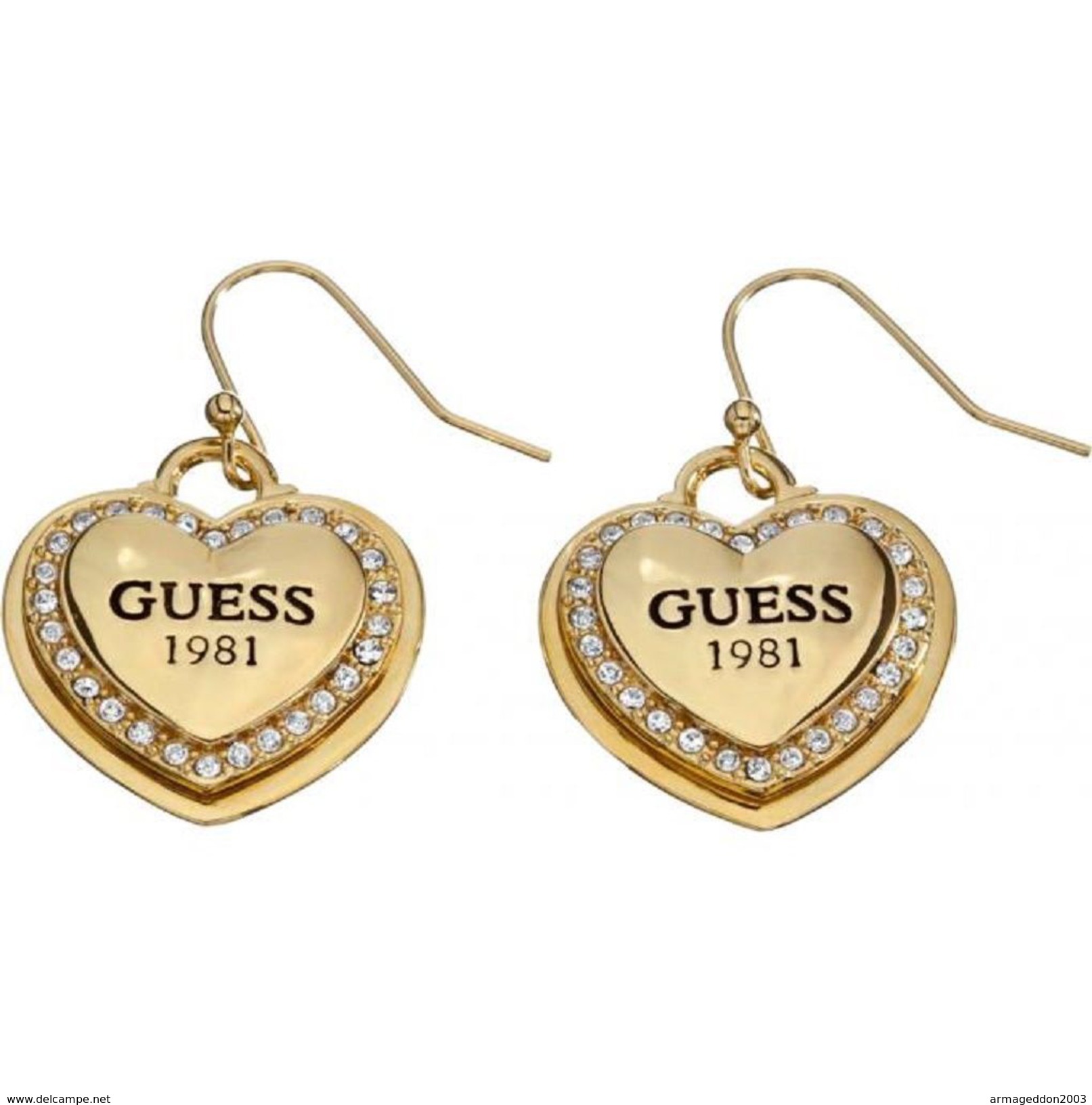 Véritable Guess Bijoux Boucles D'oreilles Métal Doré UBE11462 : NEUF + Pochette - Boucles D'oreilles