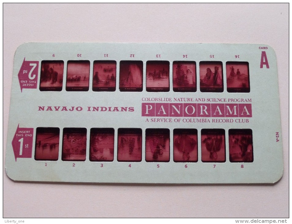 NAVAJO INDIANS PANORAMA Card A ( Colorslide Travel Columbia Record Club / Zie Foto´s Voor Details ) ! - Lieux