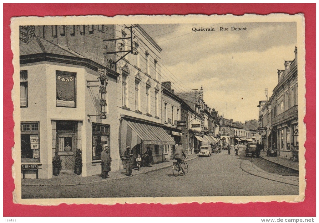 Quiévrain - Rue Debast - Magasins, Café, Rue Commercante -1957 ( Voir Verso ) - Quiévrain