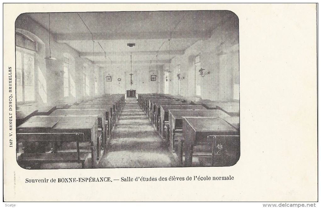 Souvenir De Bonne-Espérance.  -   Salle D'études Des élèves De L'Ecole Normale;  1900 - Estinnes