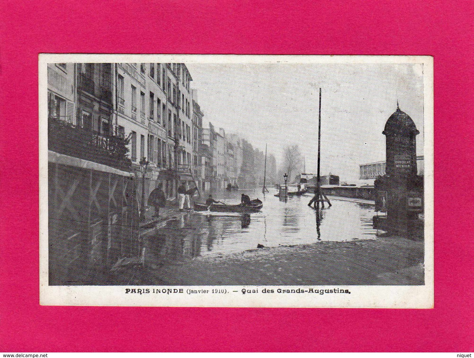 PARIS Inondé (janvier 1910), Quai Des Grands-Augustins, Animée - Inondations De 1910