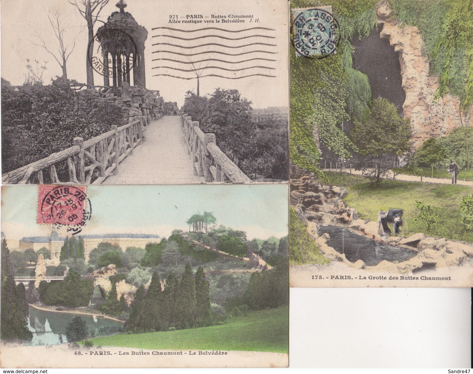 Lot 3 CPA  PARIS  Les Buttes Chaumont,  Cartes Différentes    C975 - Lots, Séries, Collections