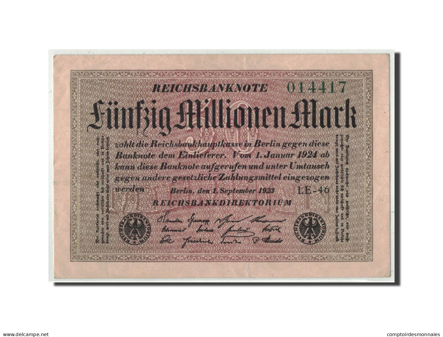 Billet, Allemagne, 50 Millionen Mark, 1923, 1923-09-01, KM:109c, TTB - 50 Miljoen Mark