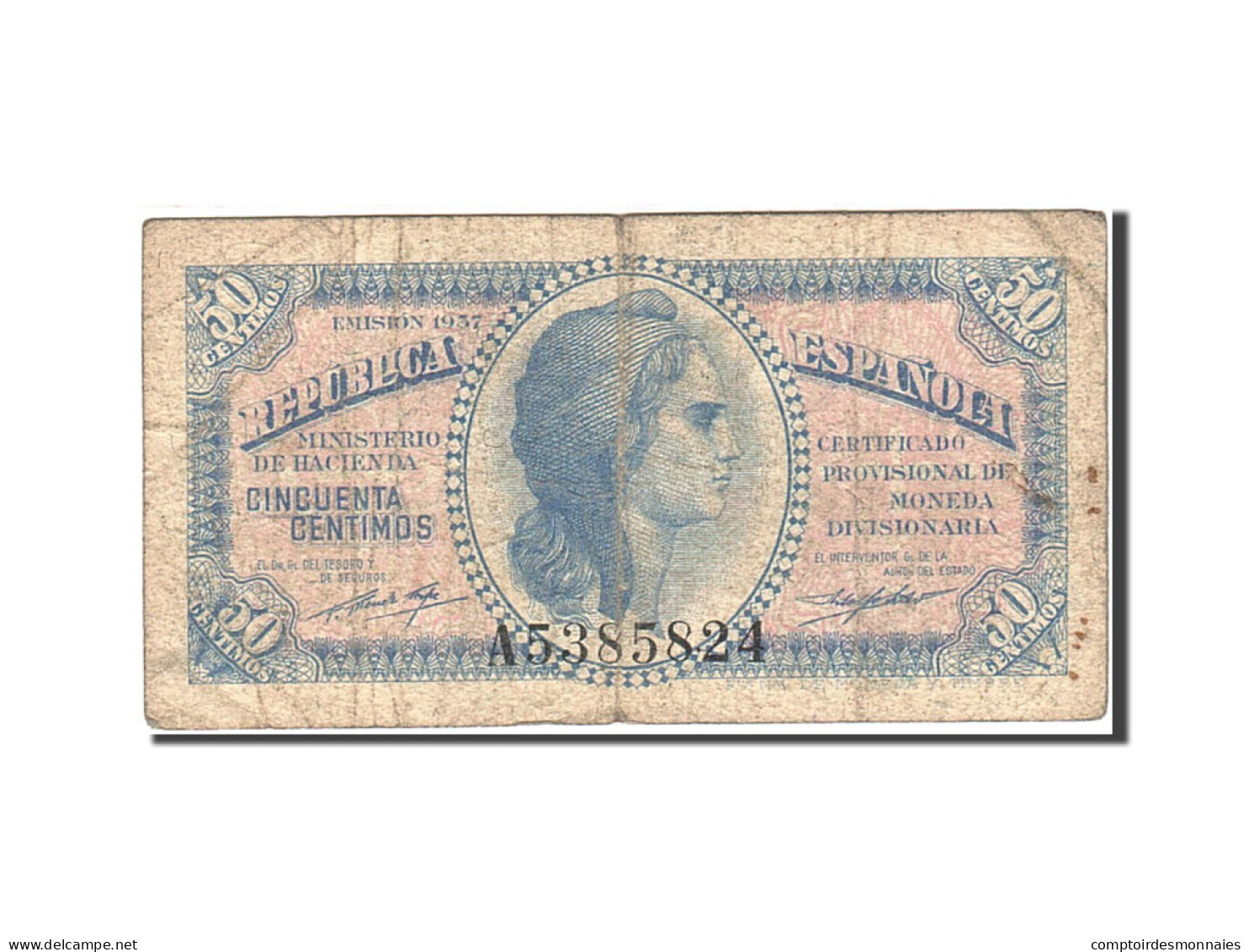 Billet, Espagne, 50 Centimos, 1937-1938, 1937, KM:93, TB - Sonstige & Ohne Zuordnung