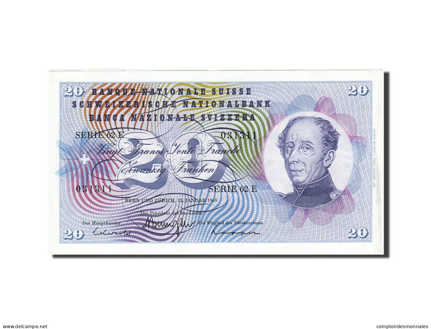 Billet, Suisse, 20 Franken, 1954-1961, 1969-01-15, KM:46q, SUP - Zwitserland