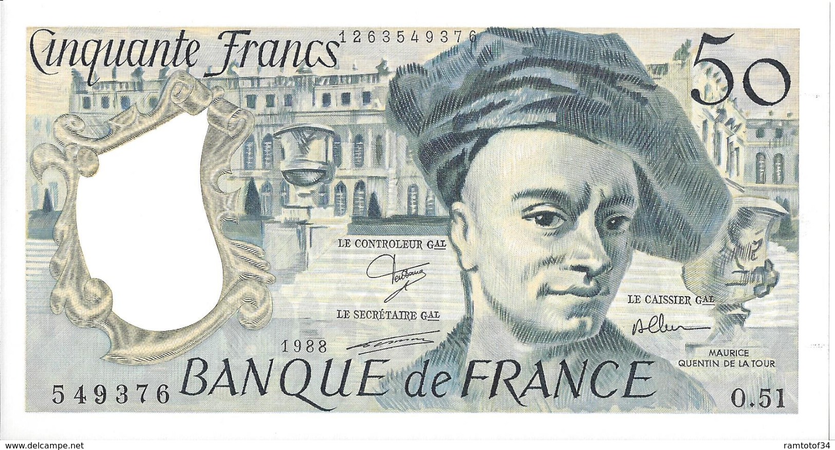 FRANCE - 50 Francs Quentin De La Tour 1988 - 50 F 1976-1992 ''Quentin De La Tour''