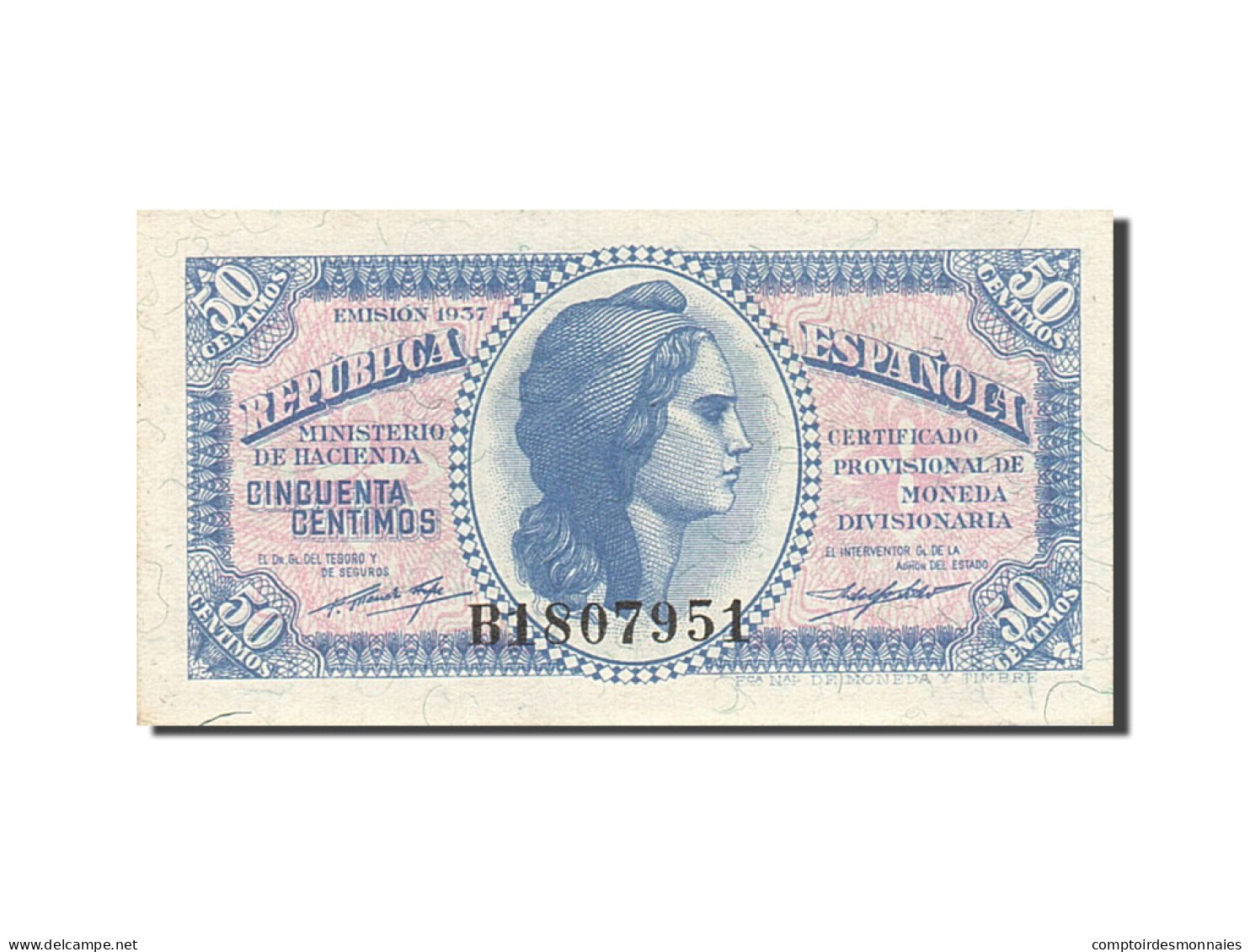 Billet, Espagne, 50 Centimos, 1937-1938, 1937, KM:93, SPL - Andere & Zonder Classificatie