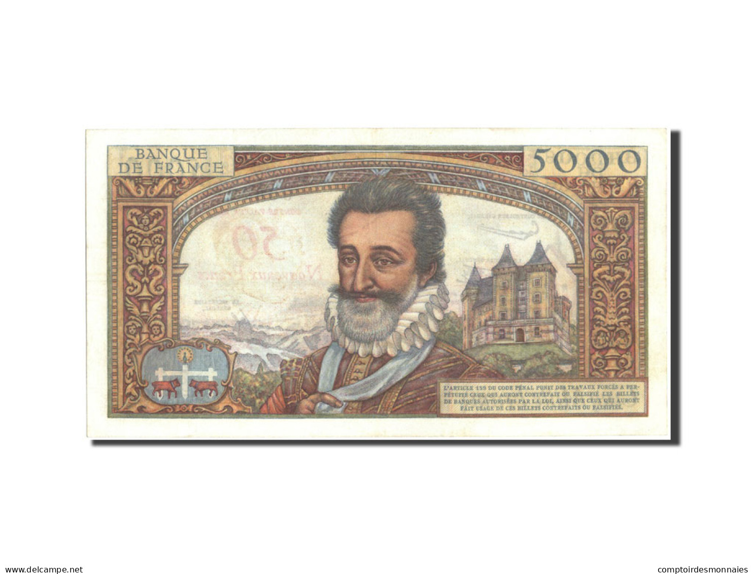 Billet, France, 50 Nouveaux Francs On 5000 Francs, 1955-1959 Overprinted With - 1955-1959 Aufdrucke Neue Francs