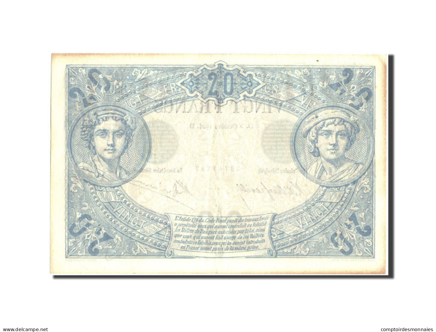Billet, France, 20 Francs, 20 F 1874-1905 ''Noir'', 1904, 1904-10-05, SUP+ - 20 F 1874-1905 ''Noir''