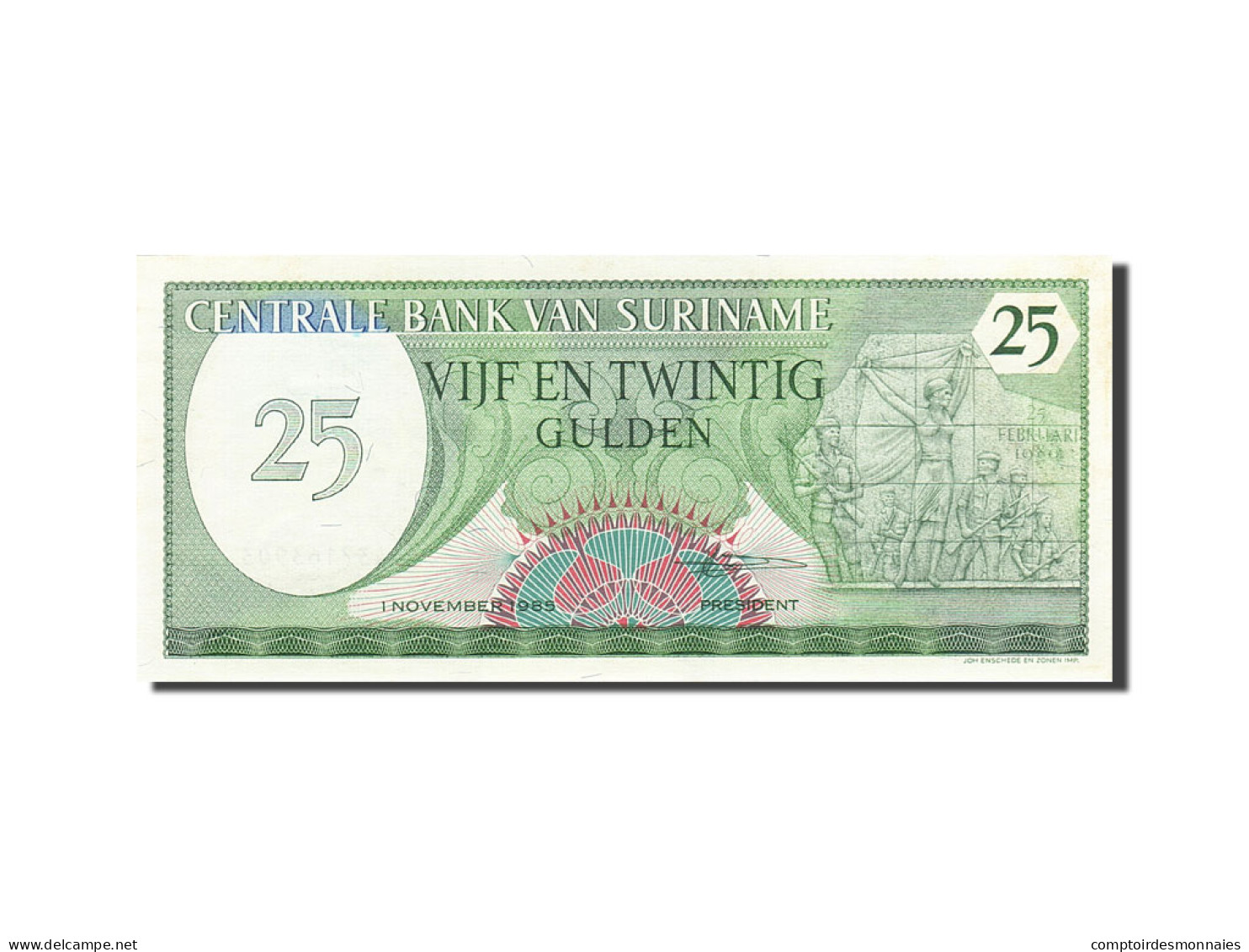 Billet, Surinam, 25 Gulden, 1982, 1985-11-01, KM:127b, SPL - Suriname