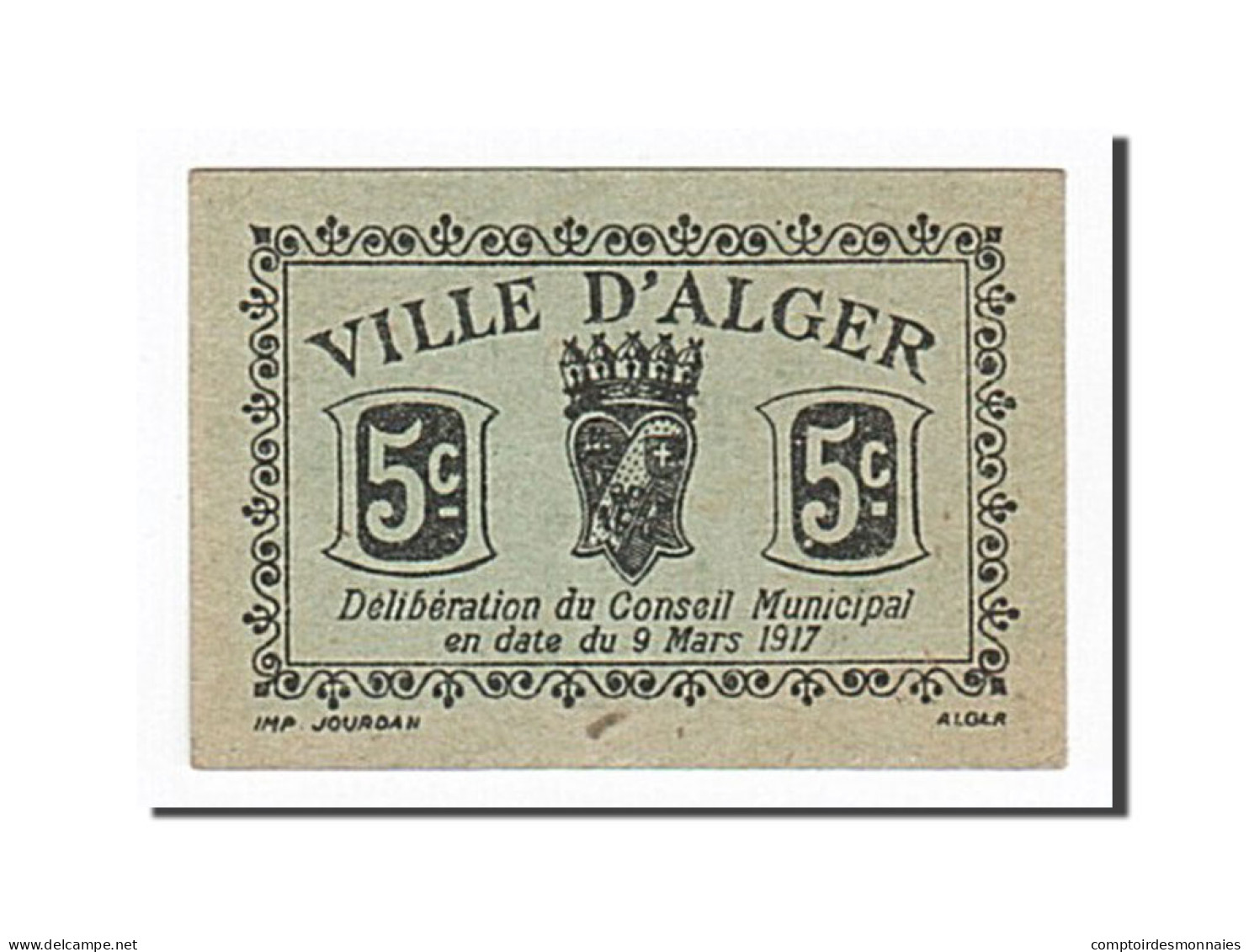 Billet, Algeria, 5 Centimes, 1917, 1917-03-09, SPL - Algeria