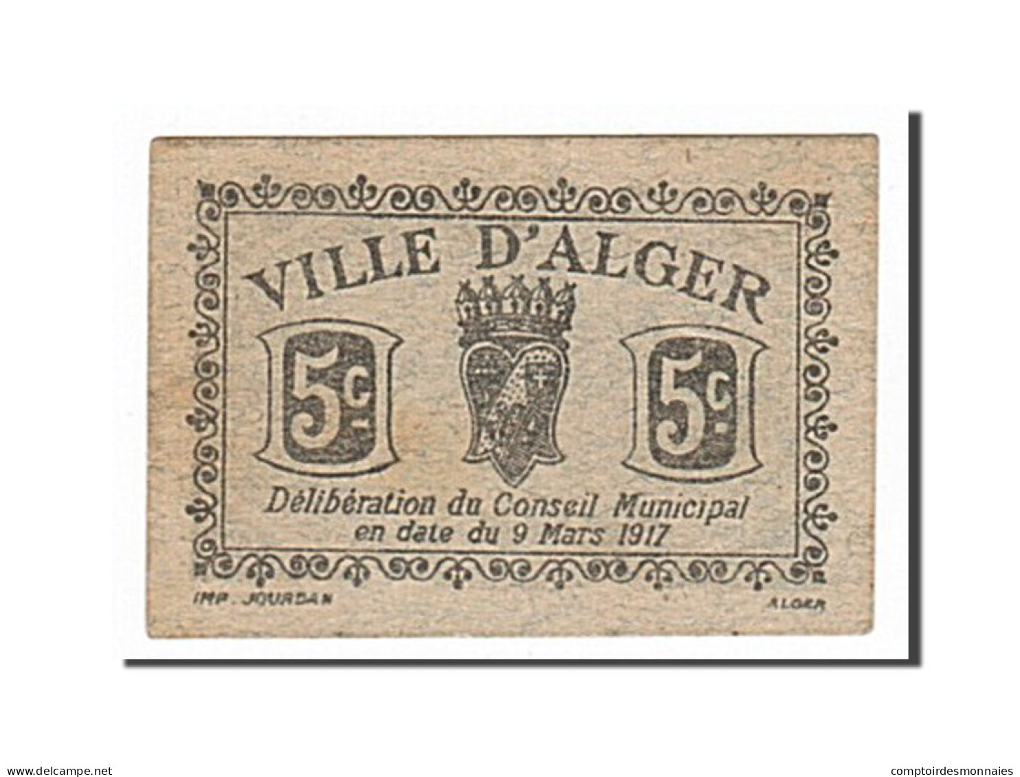 Billet, Algeria, 5 Centimes, 1917, 1917-03-09, SUP - Algérie