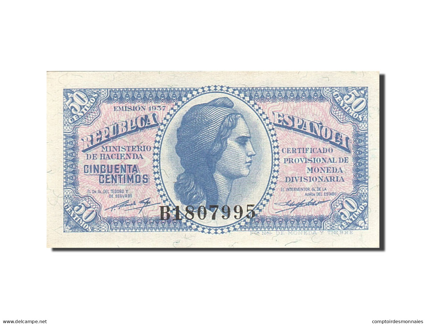 Billet, Espagne, 50 Centimos, 1937-1938, 1937, KM:93, SPL - Sonstige & Ohne Zuordnung