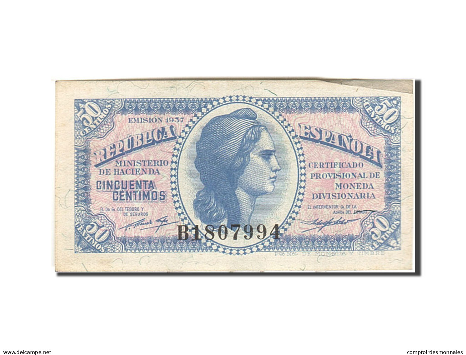 Billet, Espagne, 50 Centimos, 1937-1938, 1937, KM:93, SUP - Sonstige & Ohne Zuordnung