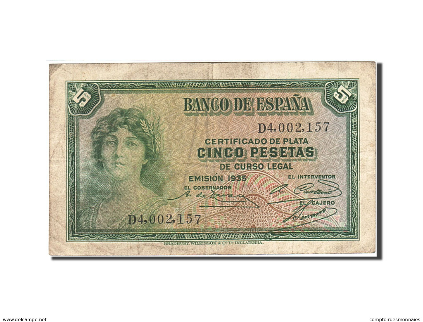 Billet, Espagne, 5 Pesetas, 1935, 1935, KM:85a, TB+ - 5 Peseten