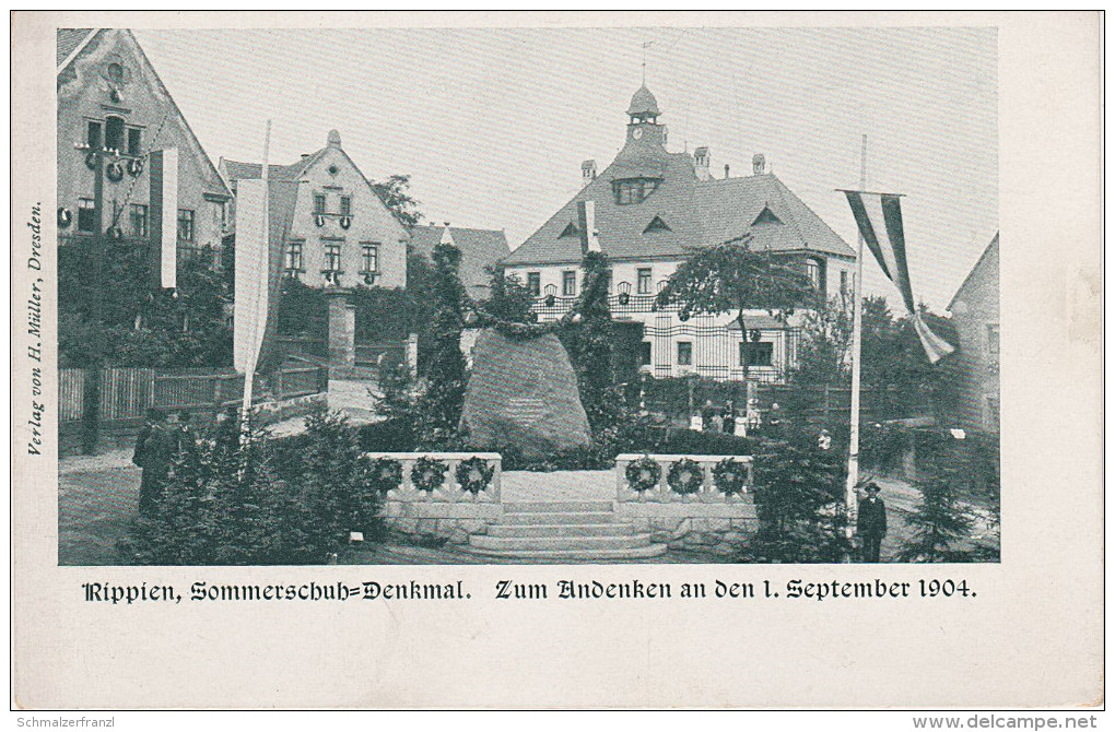 Litho AK Rippien Einweihung Sommerschuh Denkmal 1904 A Dresden Bannewitz Goppeln Nöthnitz Golberode Possendorf Hainichen - Bannewitz