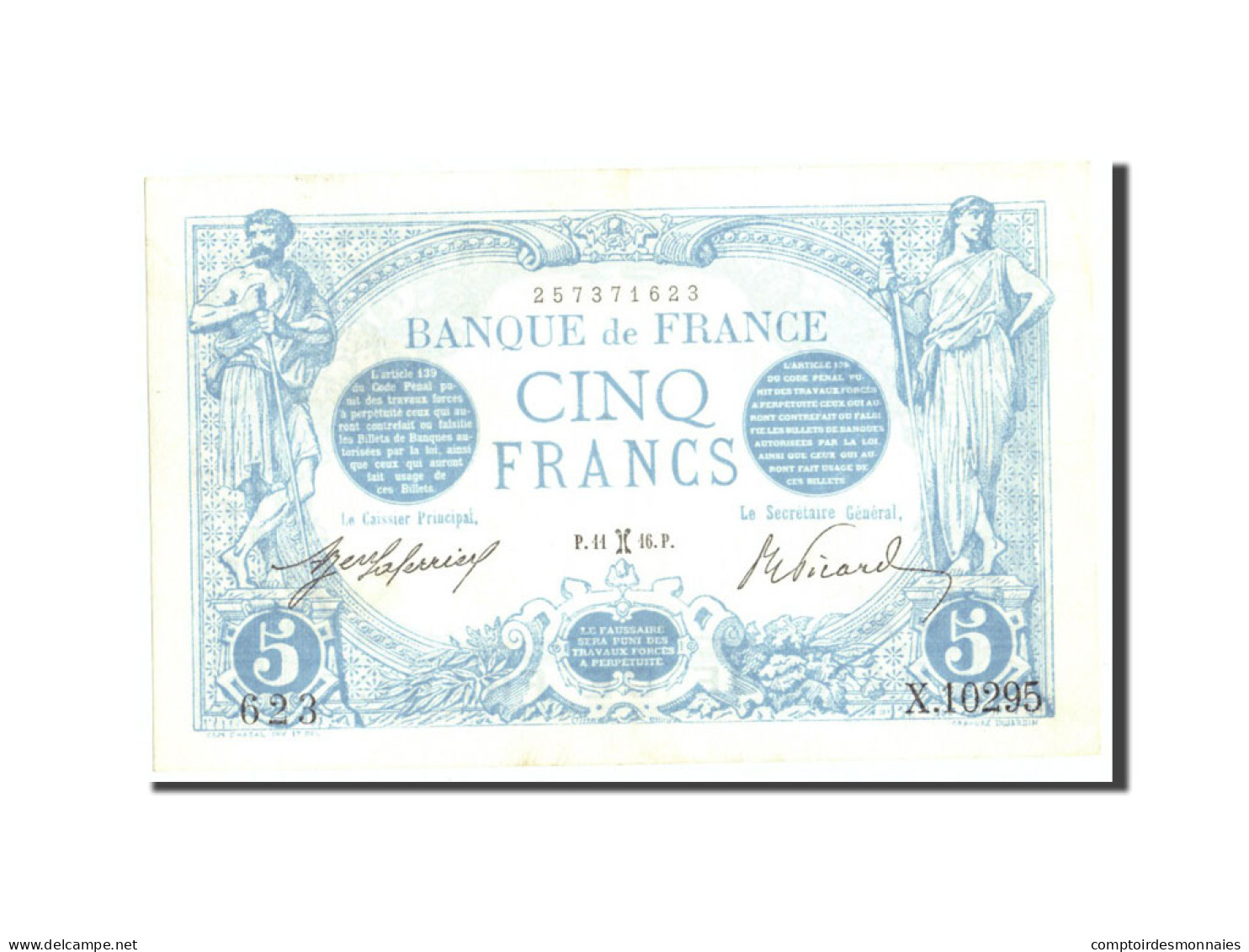 Billet, France, 5 Francs, 5 F 1912-1917 ''Bleu'', 1916, 1916-02-11, SPL - 5 F 1912-1917 ''Bleu''