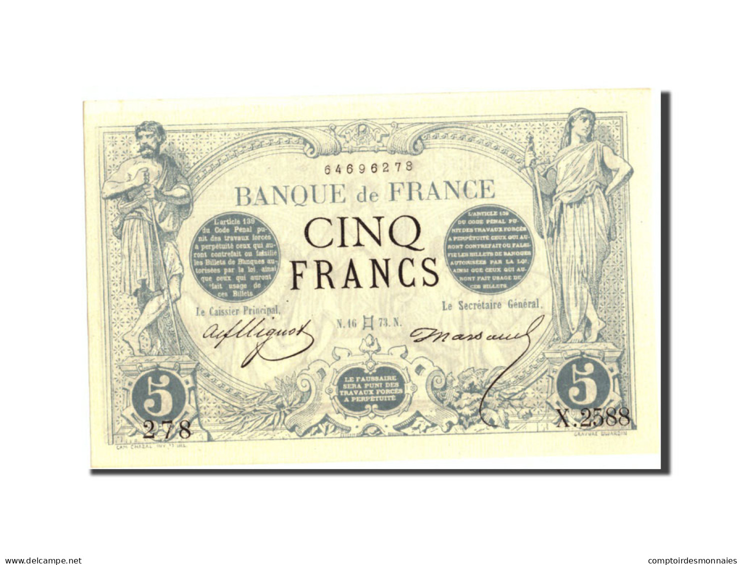 Billet, France, 5 Francs, 5 F 1871-1874 ''Noir'', 1873, 1873-05-16, SUP+ - 5 F 1871-1874 ''Noir''