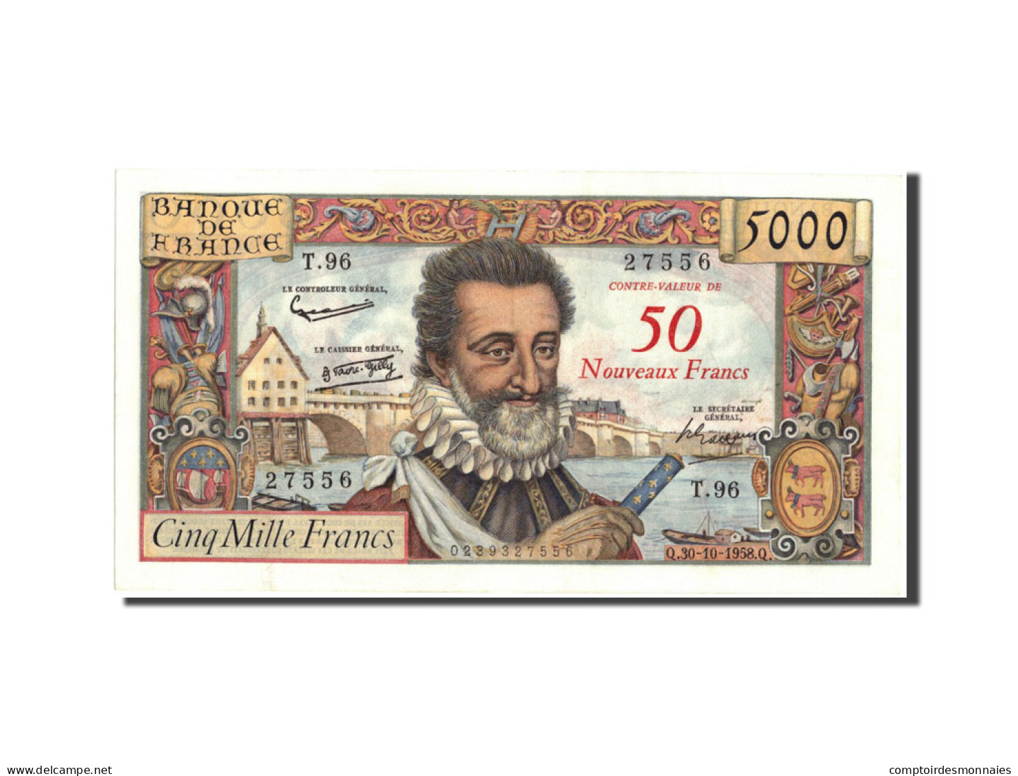 Billet, France, 50 Nouveaux Francs On 5000 Francs, 1955-1959 Overprinted With - 1955-1959 Surchargés En Nouveaux Francs