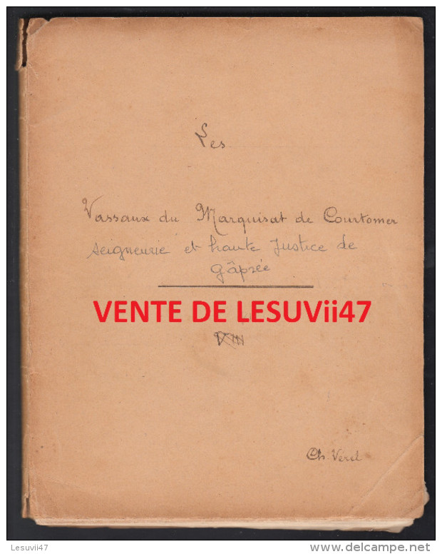 Gâprée (61-Orne) " Manuscrit Original Et Inédit Du Début Du Siècle De CHARLES VEREL, De 105 Pages & 93 Documents De... - Manuscritos